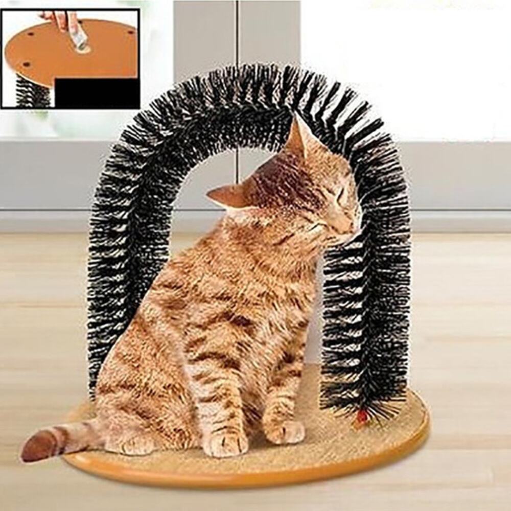 Cat Arch Self‑Groomer Scratcher Toy with Hanging Mouse, Pet Massage Comb